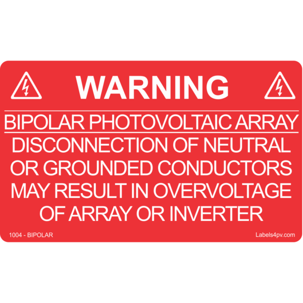 BIPOLAR PHOTOVOLTAIC ARRAY - LABELS4PV